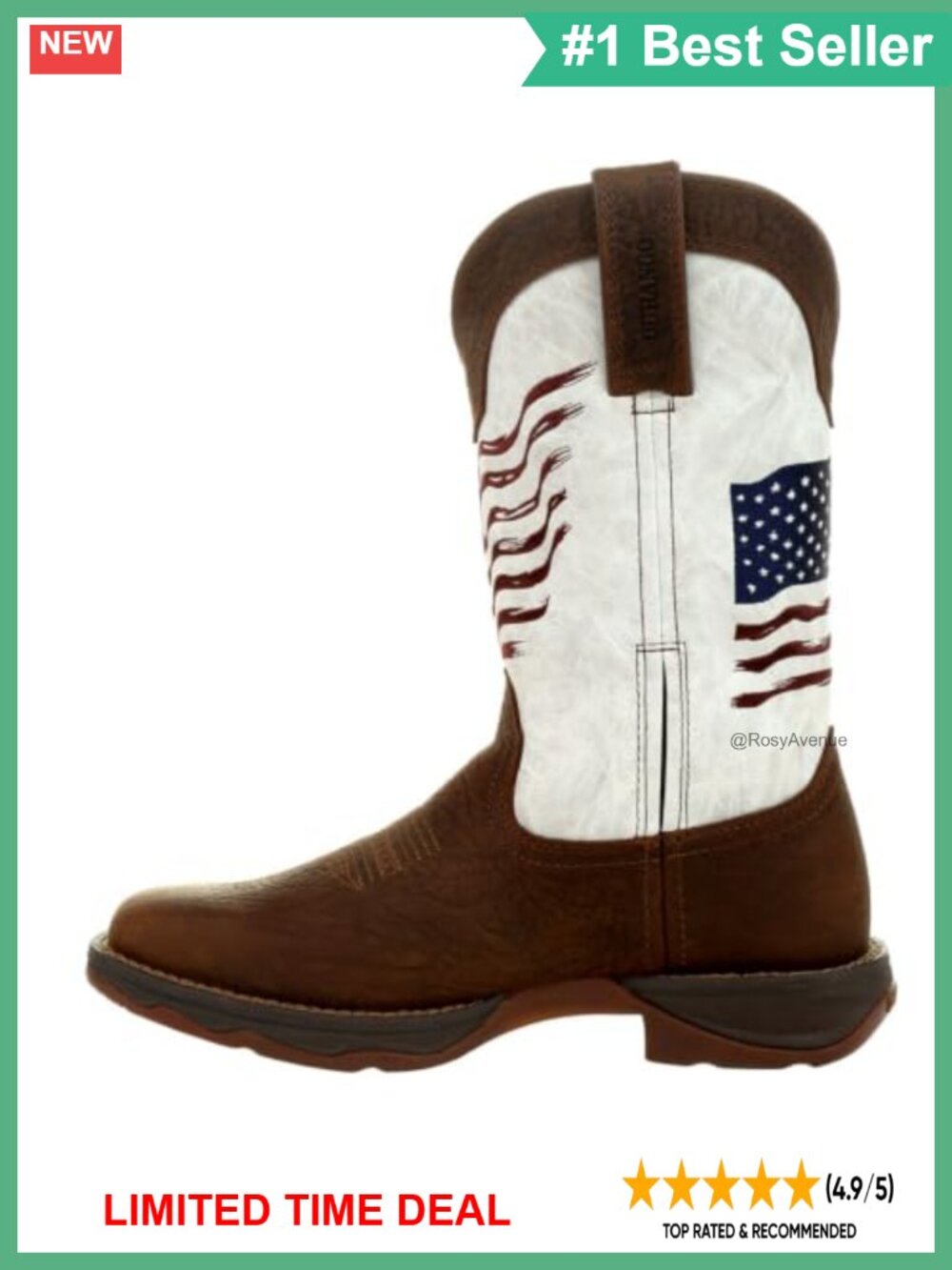 Western Boot With Flag Embroidery and Square Toe